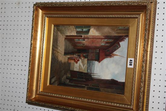 Valentine Teasland (c.1900) Figures in a Cornish back street, 13 x 9.5in.